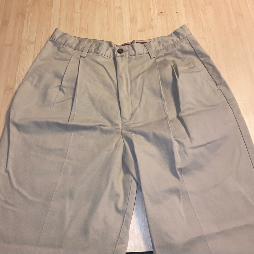 Eddie Bauer Pants Womens 14 Tan Khaki Double Pleat 100% Cotton Chinos - Picture 4 of 13
